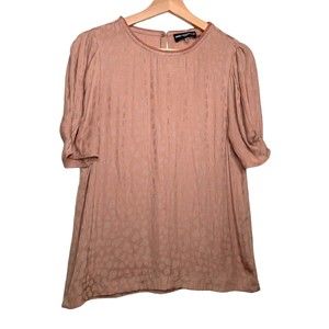 Karl Lagerfeld Paris Heart Puff Sleeve Blouse Pink Blush Top Size Small